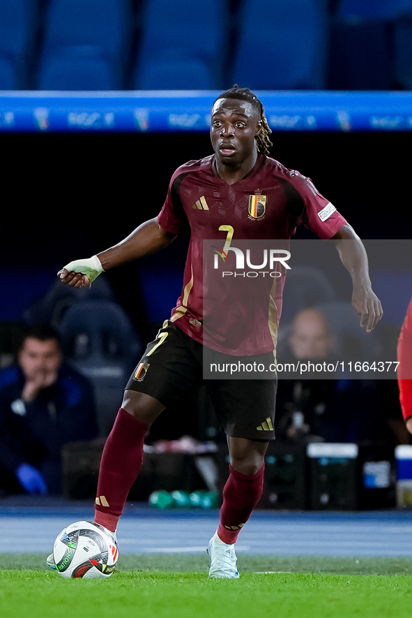 Jeremy Doku of Belgium during the UEFA Nations League 2024/25 League A Group A2 match between Italy and Belgium at Stadio Olimpico on Octobe...