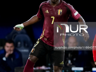 Jeremy Doku of Belgium during the UEFA Nations League 2024/25 League A Group A2 match between Italy and Belgium at Stadio Olimpico on Octobe...