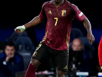 Jeremy Doku of Belgium during the UEFA Nations League 2024/25 League A Group A2 match between Italy and Belgium at Stadio Olimpico on Octobe...