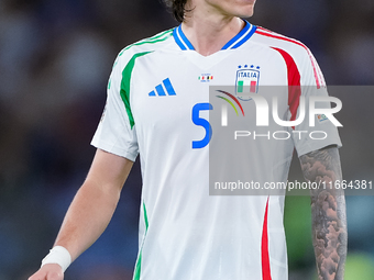 Riccardo Calafiori of Italy looks on during the UEFA Nations League 2024/25 League A Group A2 match between Italy and Belgium at Stadio Olim...