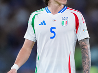 Riccardo Calafiori of Italy looks on during the UEFA Nations League 2024/25 League A Group A2 match between Italy and Belgium at Stadio Olim...