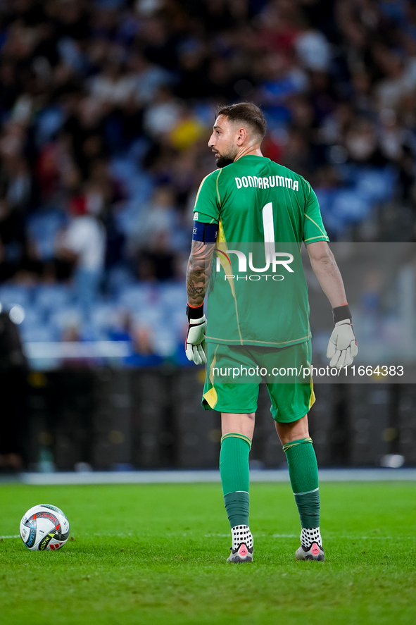 Gianluigi Donnarumma of Italy looks on during the UEFA Nations League 2024/25 League A Group A2 match between Italy and Belgium at Stadio Ol...