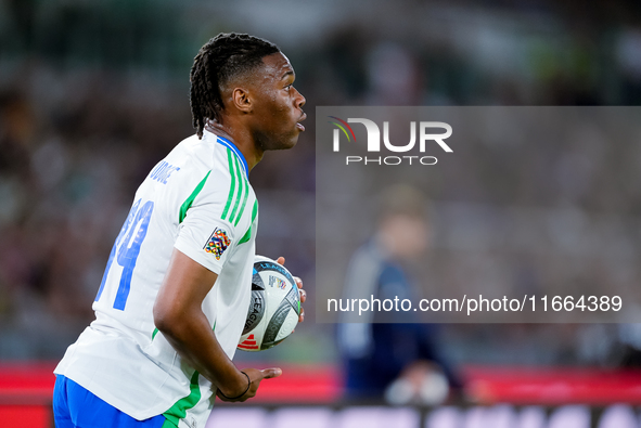 Destiny Udogie of Italy looks on during the UEFA Nations League 2024/25 League A Group A2 match between Italy and Belgium at Stadio Olimpico...