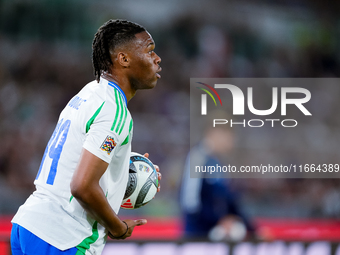 Destiny Udogie of Italy looks on during the UEFA Nations League 2024/25 League A Group A2 match between Italy and Belgium at Stadio Olimpico...