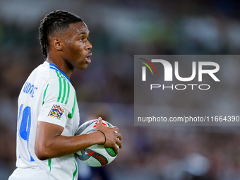 Destiny Udogie of Italy looks on during the UEFA Nations League 2024/25 League A Group A2 match between Italy and Belgium at Stadio Olimpico...