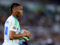 Destiny Udogie of Italy looks on during the UEFA Nations League 2024/25 League A Group A2 match between Italy and Belgium at Stadio Olimpico...