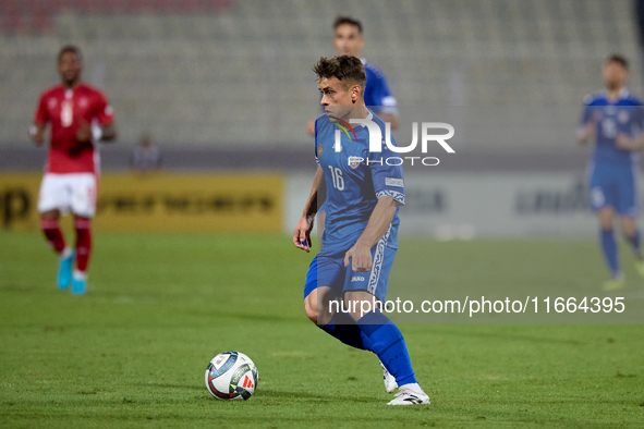 Victor Stina of Moldova is in action during the UEFA Nations League, League D, Group D2 soccer match between Malta and Moldova at the Nation...