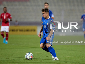 Victor Stina of Moldova is in action during the UEFA Nations League, League D, Group D2 soccer match between Malta and Moldova at the Nation...