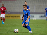 Victor Stina of Moldova is in action during the UEFA Nations League, League D, Group D2 soccer match between Malta and Moldova at the Nation...