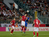 Jean Borg of Malta heads the ball during the UEFA Nations League, League D, Group D2 soccer match between Malta and Moldova at the National...