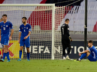 Victor Mudrac of Moldova reacts in disillusion during the UEFA Nations League, League D, Group D2 soccer match between Malta and Moldova at...