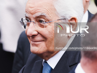 President of the Italian Republic Sergio Mattarella attends the memorial ceremony at the monument for the massacre of the Little Martyrs of...