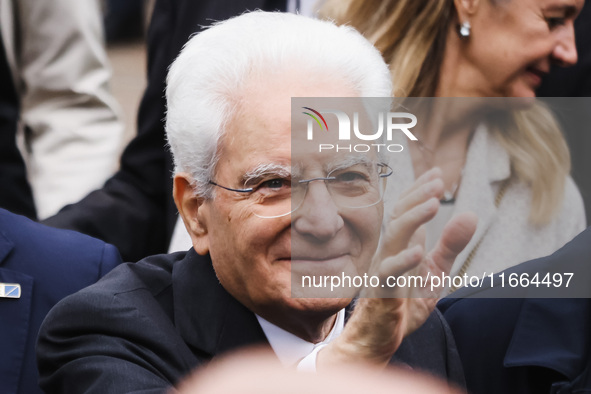 President of the Italian Republic Sergio Mattarella attends the memorial ceremony at the monument for the massacre of the Little Martyrs of...