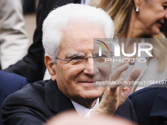 President of the Italian Republic Sergio Mattarella attends the memorial ceremony at the monument for the massacre of the Little Martyrs of...