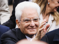 President of the Italian Republic Sergio Mattarella attends the memorial ceremony at the monument for the massacre of the Little Martyrs of...