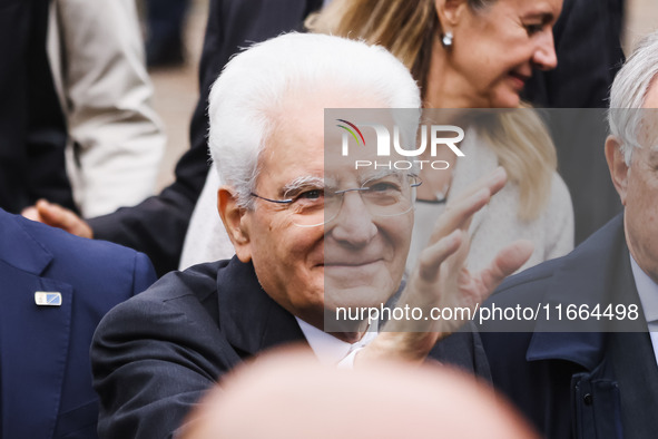 President of the Italian Republic Sergio Mattarella attends the memorial ceremony at the monument for the massacre of the Little Martyrs of...