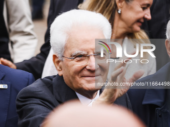 President of the Italian Republic Sergio Mattarella attends the memorial ceremony at the monument for the massacre of the Little Martyrs of...