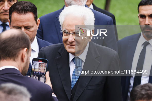 President of the Italian Republic Sergio Mattarella attends the memorial ceremony at the monument for the massacre of the Little Martyrs of...