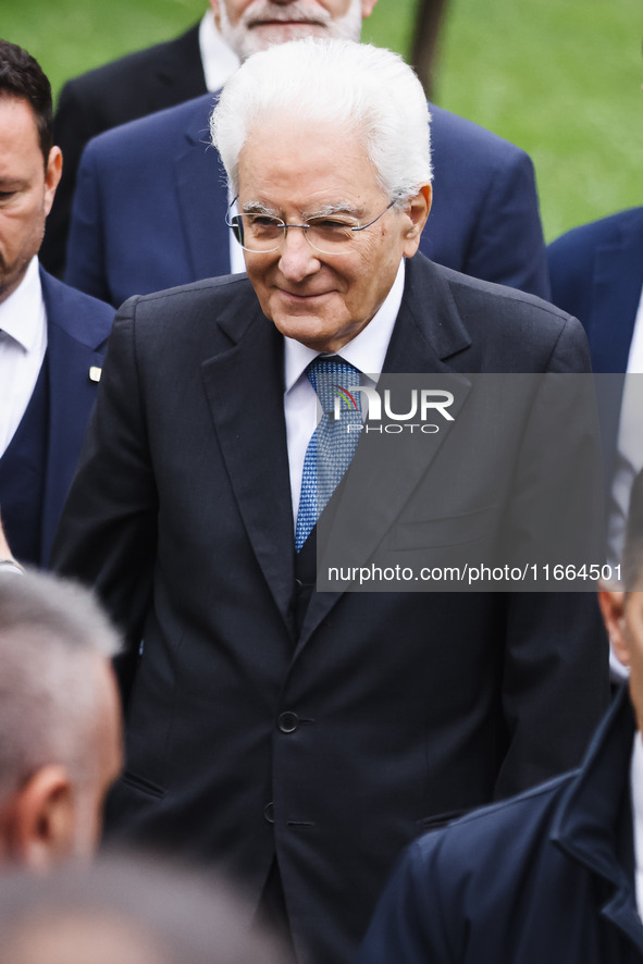 President of the Italian Republic Sergio Mattarella attends the memorial ceremony at the monument for the massacre of the Little Martyrs of...