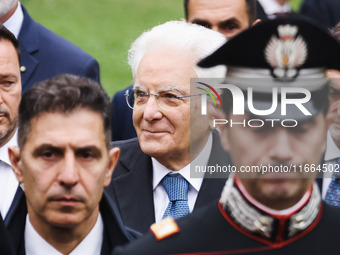 President of the Italian Republic Sergio Mattarella attends the memorial ceremony at the monument for the massacre of the Little Martyrs of...