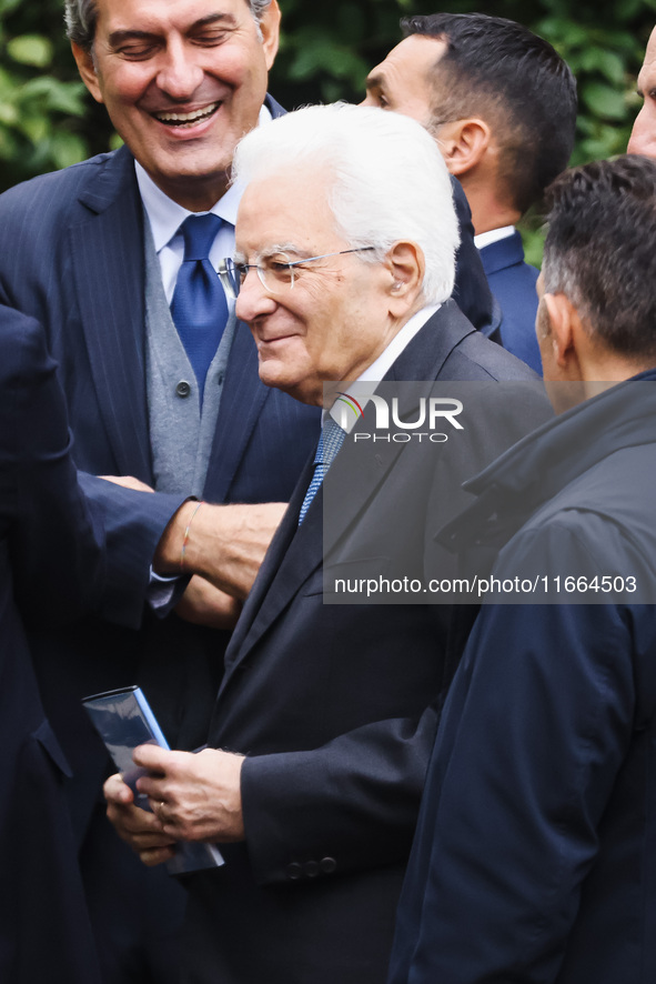 President of the Italian Republic Sergio Mattarella attends the memorial ceremony at the monument for the massacre of the Little Martyrs of...