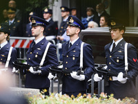 A moment of the memorial ceremony at the monument for the massacre of the Little Martyrs of Gorla in Milan, Italy, on October 14, 2024 (