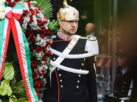 A moment of the memorial ceremony at the monument for the massacre of the Little Martyrs of Gorla in Milan, Italy, on October 14, 2024 (