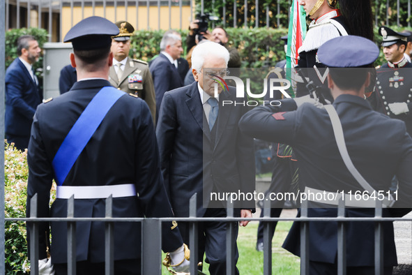 President of the Italian Republic Sergio Mattarella attends the memorial ceremony at the monument for the massacre of the Little Martyrs of...