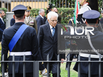 President of the Italian Republic Sergio Mattarella attends the memorial ceremony at the monument for the massacre of the Little Martyrs of...