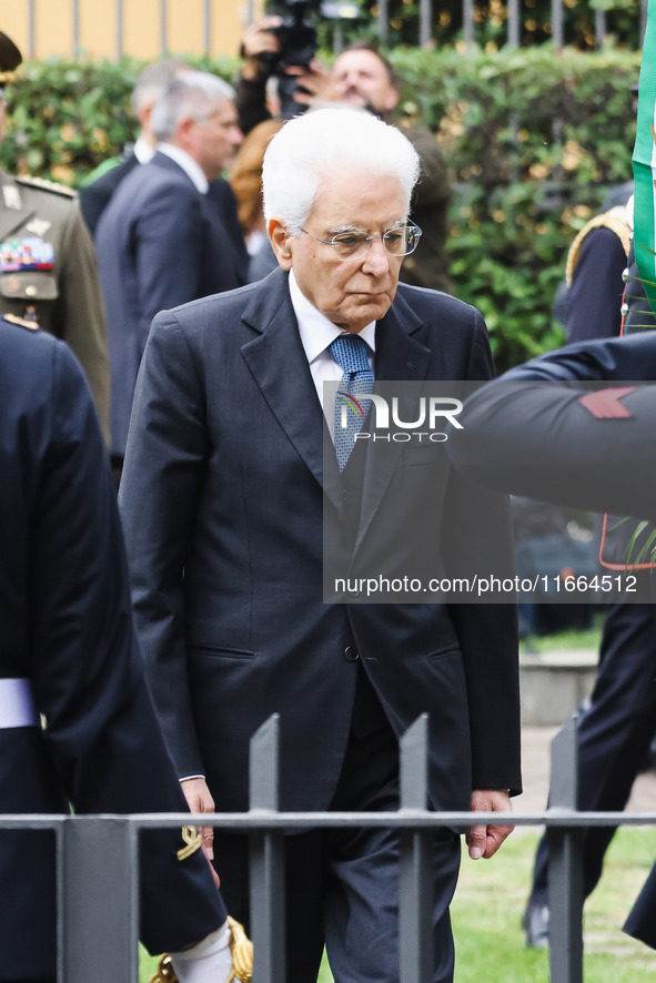 President of the Italian Republic Sergio Mattarella attends the memorial ceremony at the monument for the massacre of the Little Martyrs of...