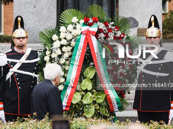 President of the Italian Republic Sergio Mattarella attends the memorial ceremony at the monument for the massacre of the Little Martyrs of...