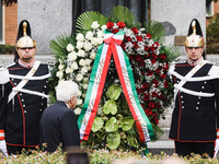 President of the Italian Republic Sergio Mattarella attends the memorial ceremony at the monument for the massacre of the Little Martyrs of...