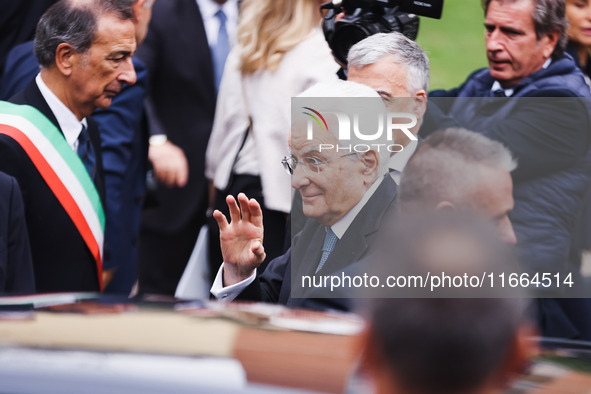 President of the Italian Republic Sergio Mattarella attends the memorial ceremony at the monument for the massacre of the Little Martyrs of...