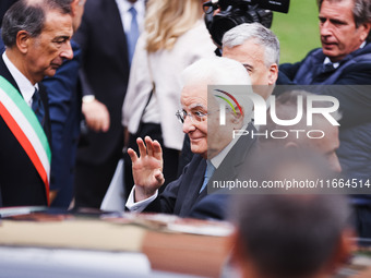 President of the Italian Republic Sergio Mattarella attends the memorial ceremony at the monument for the massacre of the Little Martyrs of...