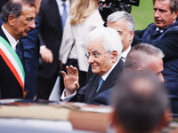 President of the Italian Republic Sergio Mattarella attends the memorial ceremony at the monument for the massacre of the Little Martyrs of...