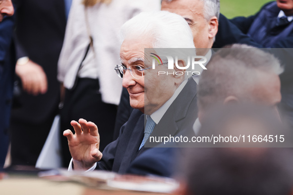 President of the Italian Republic Sergio Mattarella attends the memorial ceremony at the monument for the massacre of the Little Martyrs of...