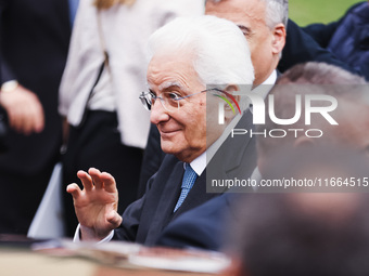 President of the Italian Republic Sergio Mattarella attends the memorial ceremony at the monument for the massacre of the Little Martyrs of...