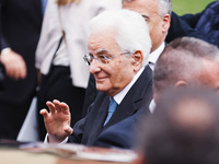 President of the Italian Republic Sergio Mattarella attends the memorial ceremony at the monument for the massacre of the Little Martyrs of...