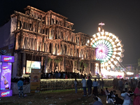 Visitors gather near the ground on the final day of Durga Puja in Siliguri, India, on October 13, 2024. (