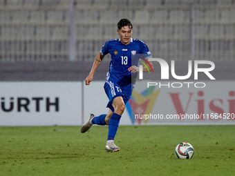 Maxim Cojocaru of Moldova is in action during the UEFA Nations League, League D, Group D2 soccer match between Malta and Moldova at the Nati...