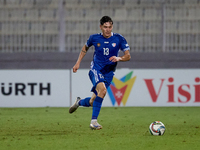 Maxim Cojocaru of Moldova is in action during the UEFA Nations League, League D, Group D2 soccer match between Malta and Moldova at the Nati...