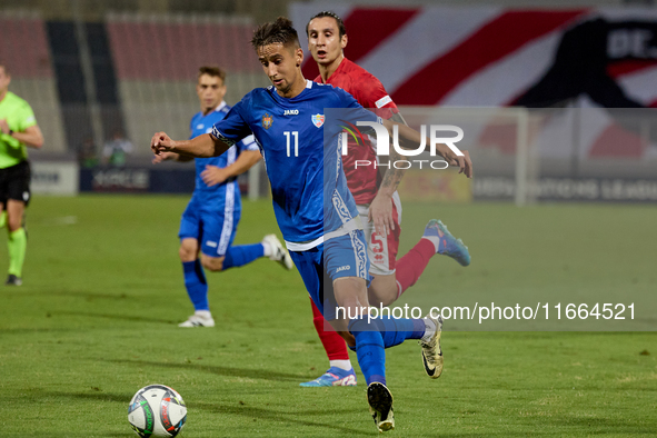 Mihail Caimacov of Moldova plays during the UEFA Nations League, League D, Group D2 soccer match between Malta and Moldova at the National S...