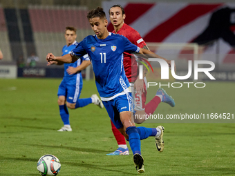 Mihail Caimacov of Moldova plays during the UEFA Nations League, League D, Group D2 soccer match between Malta and Moldova at the National S...