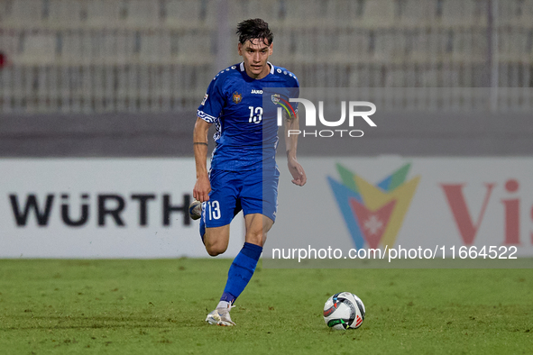 Maxim Cojocaru of Moldova is in action during the UEFA Nations League, League D, Group D2 soccer match between Malta and Moldova at the Nati...