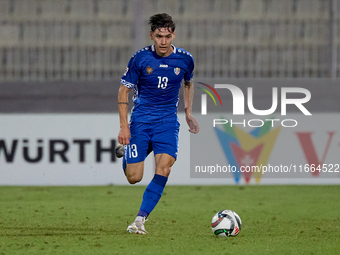 Maxim Cojocaru of Moldova is in action during the UEFA Nations League, League D, Group D2 soccer match between Malta and Moldova at the Nati...