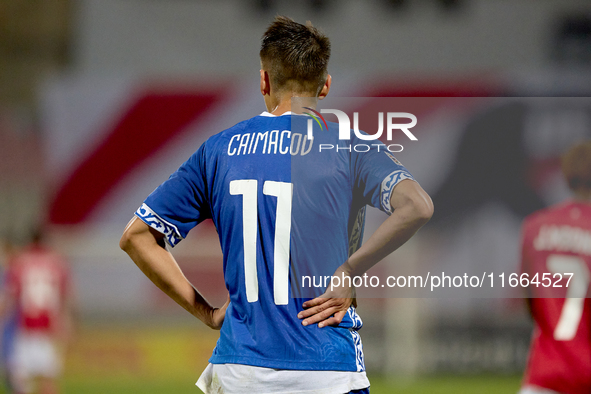 Mihail Caimacov of Moldova participates in the UEFA Nations League, League D, Group D2 soccer match between Malta and Moldova at the Nationa...