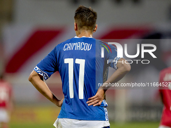 Mihail Caimacov of Moldova participates in the UEFA Nations League, League D, Group D2 soccer match between Malta and Moldova at the Nationa...