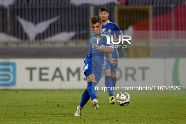 Victor Stina of Moldova is in action during the UEFA Nations League, League D, Group D2 soccer match between Malta and Moldova at the Nation...