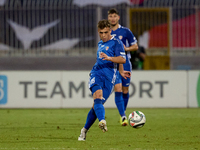 Victor Stina of Moldova is in action during the UEFA Nations League, League D, Group D2 soccer match between Malta and Moldova at the Nation...