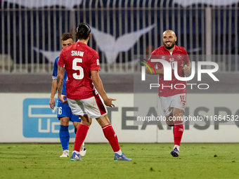 Teddy Teuma of Malta reacts in celebration after scoring the 1-0 goal for his team during the UEFA Nations League, League D, Group D2 soccer...